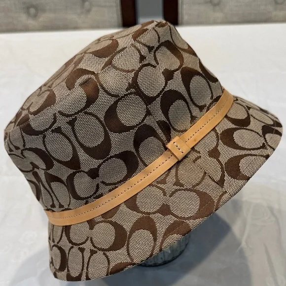 Authentic Coach Tan and Brown Signature Bucket Hat - Picture 2 of 8